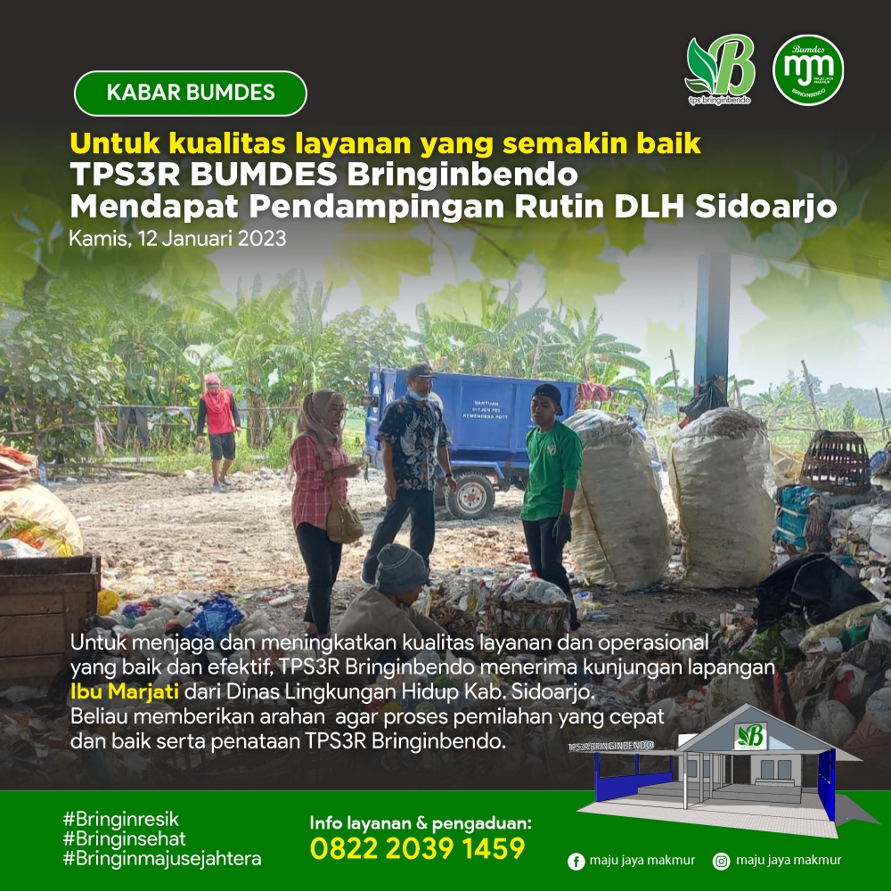 TPS3R BUMDes Bringinbendo Mendapat Pendampingan Rutin dari DLH Sidoarjo untuk Peningkatan Layanan